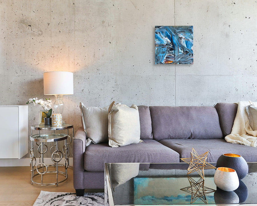 オレンジとブルーの筆触